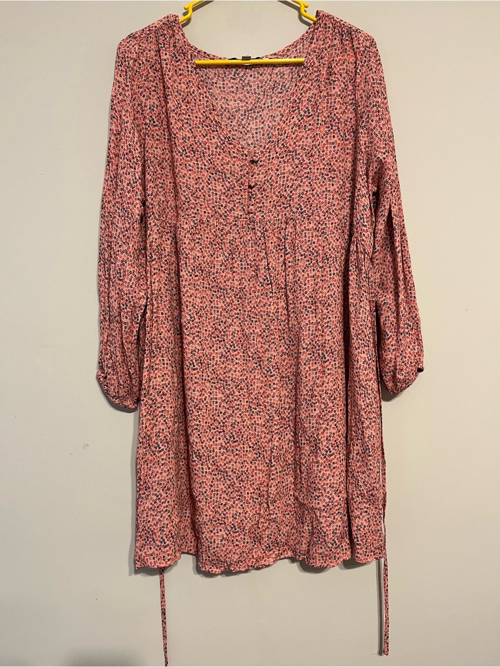 The Nines by HATCH Pink Floral Long Sleeve Tunic Dress